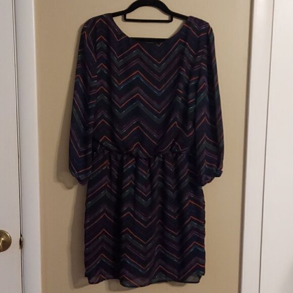 City Triangles Sheer Lined Dress with Puff Sleeve - Picture 3 of 5
